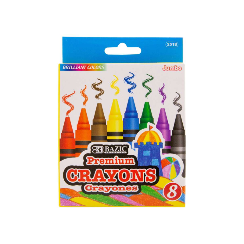 BAZIC Premium Jumbo Crayons (8/Pack)