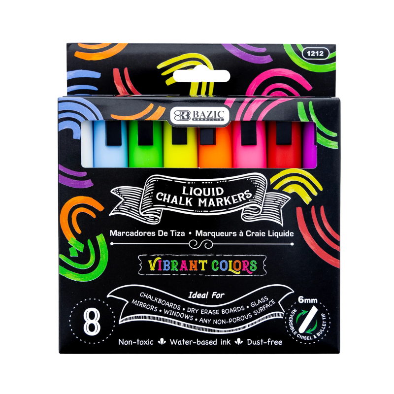 Bazic Liquid Chalk Markers (8/Pack)