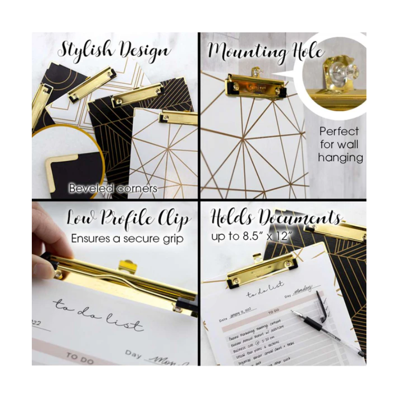 BAZIC Geometric Paperboard Clipboard with Low Profile Clip