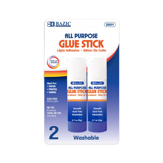 BAZIC 21g / 0.7oz Premium Glue Stick (2/Pack)