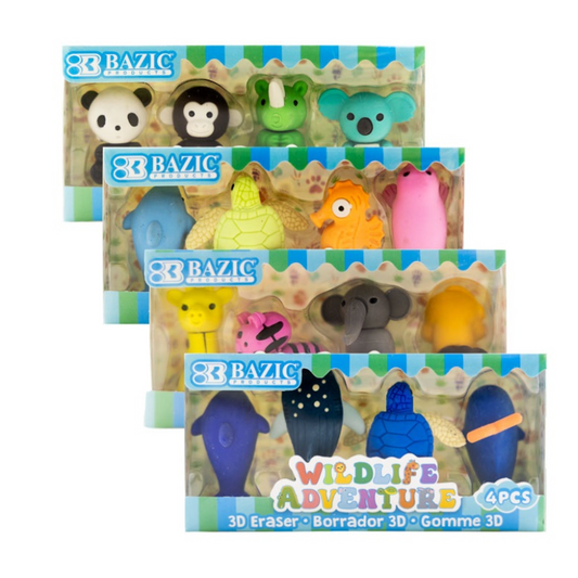 BAZIC Wildlife Adventures 3D Eraser Set