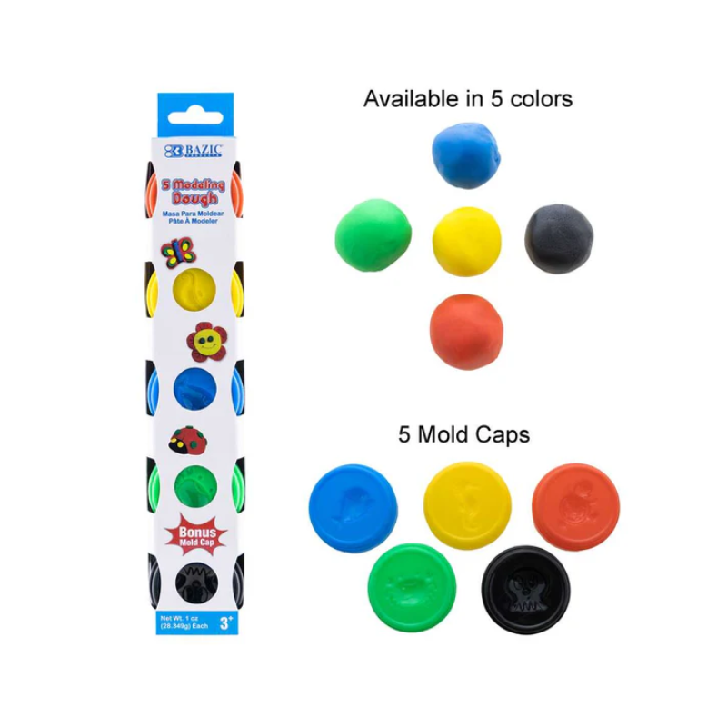 BAZIC 1oz Primary Colour Modeling Dough (5/Pack)