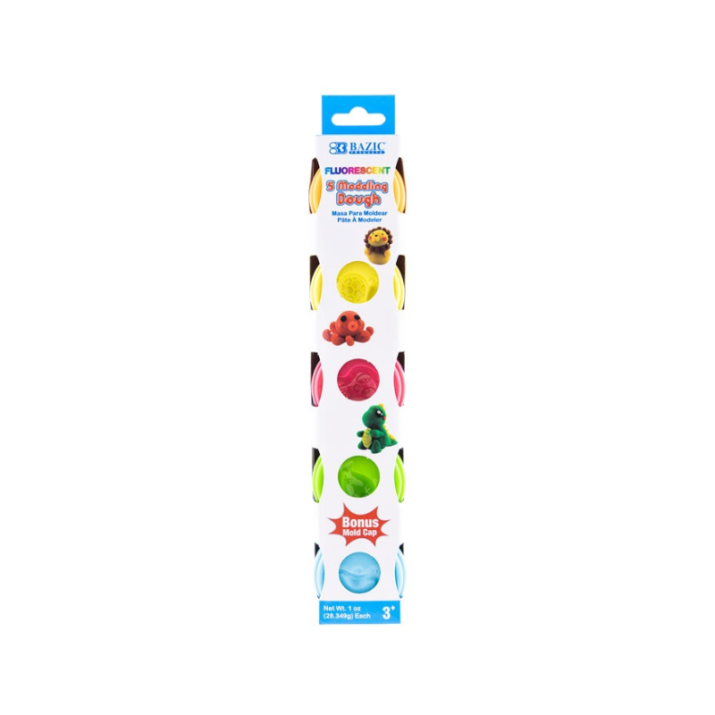 BAZIC 1oz Fluorescent Colour Modeling Dough (5/Pack)