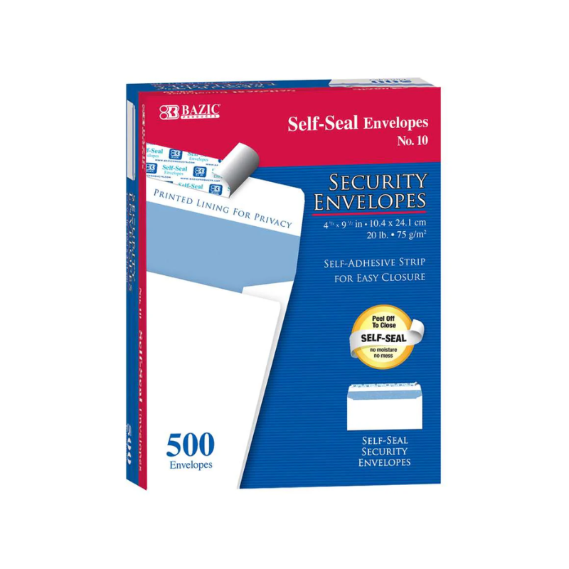 BAZIC #10 Self-Seal Security Envelope (500/Pack)