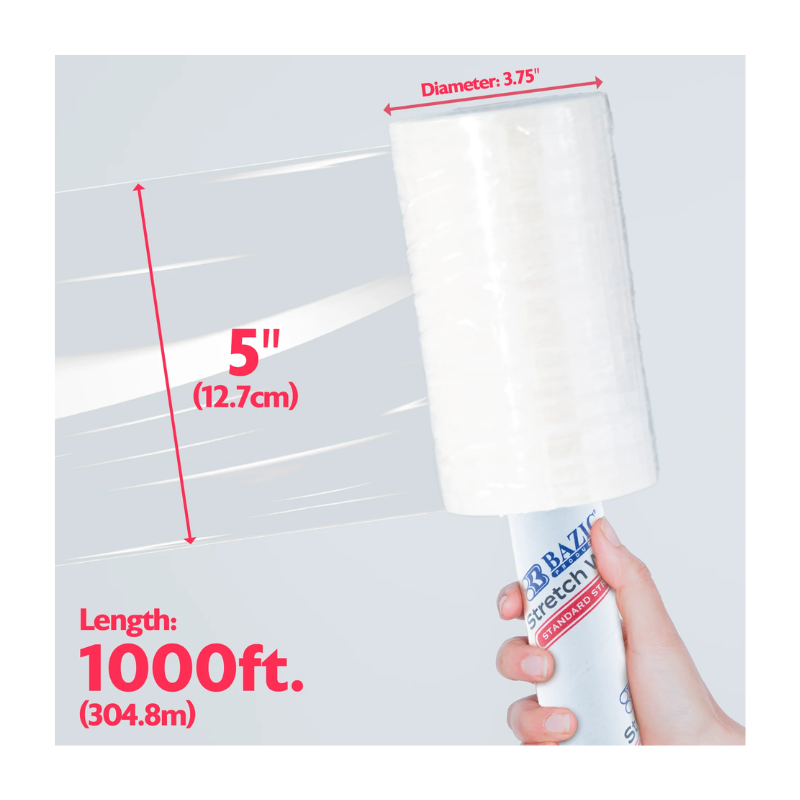 BAZIC 5' x 1000' Stretch Wrap Film