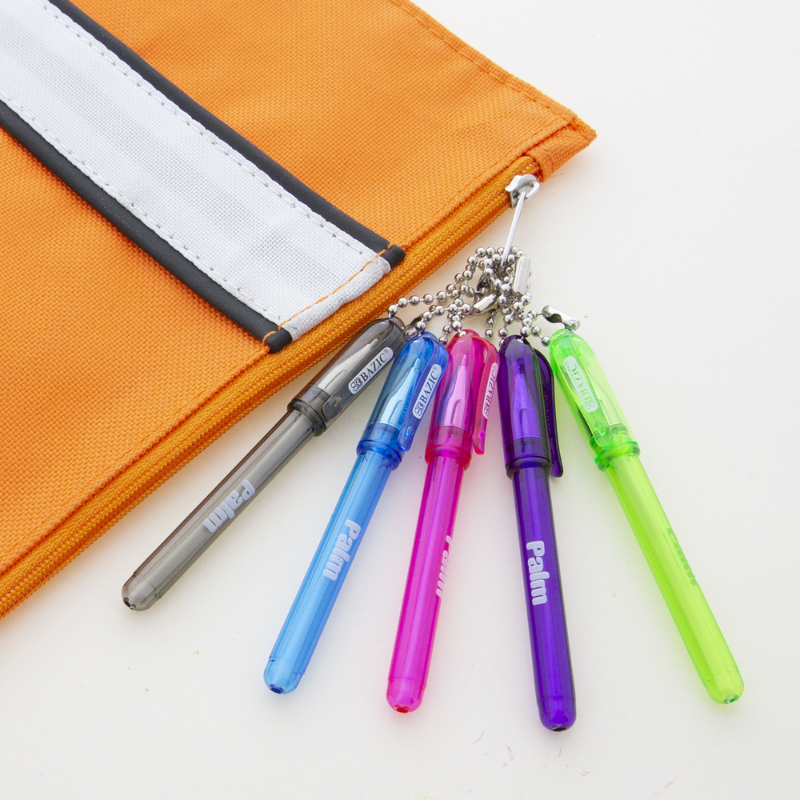 BAZIC Palm Mini Ballpoint Pen w/ Key Ring (5/Pack)