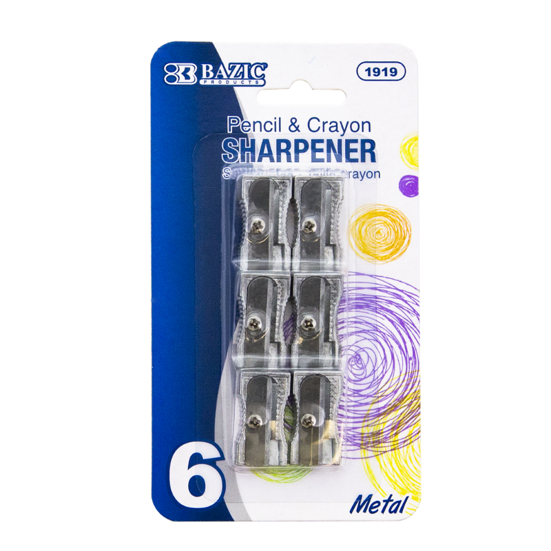 BAZIC Single Blade Metal Pencil Sharpener (6/Pack)