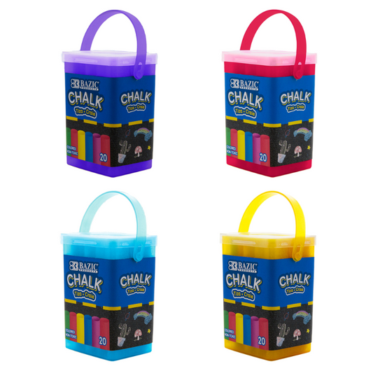 BAZIC 20pc Coloured Chalk Bucket