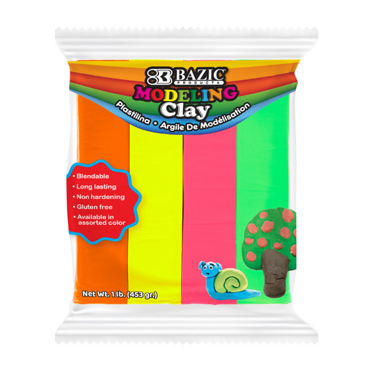BAZIC 1lb Fluorescent Modeling Clay (4 Colours/Pack)