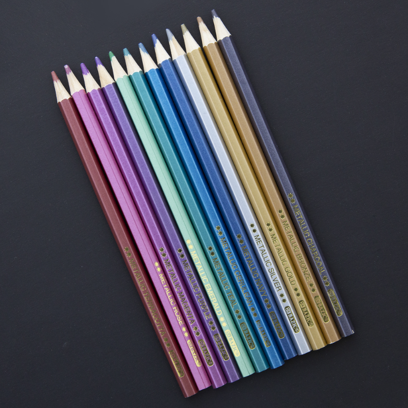 BAZIC Metallic Coloured Pencils (12/Pack)