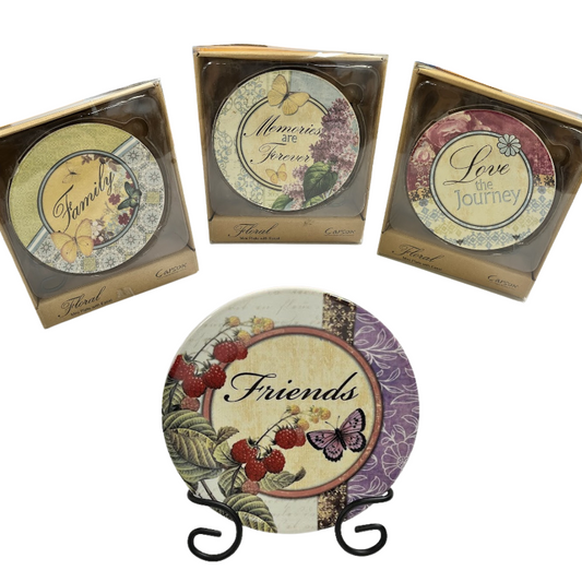 Carson Home Accents Floral Mini Plates - 4 Piece Set