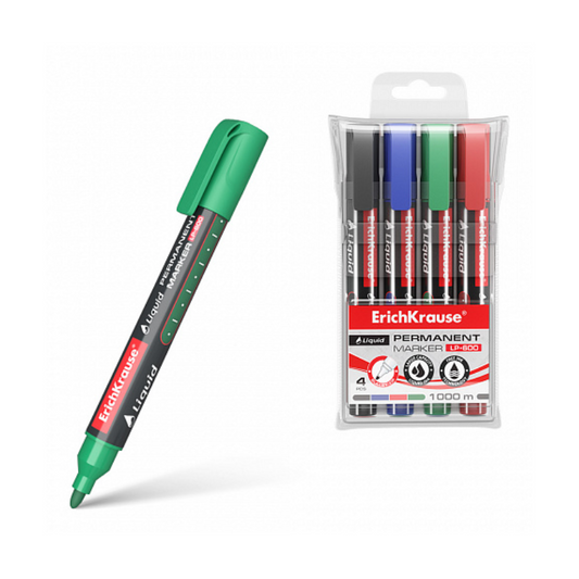 Erich Krause LP-600 Assorted Liquid Permanent Marker (4/Pack)