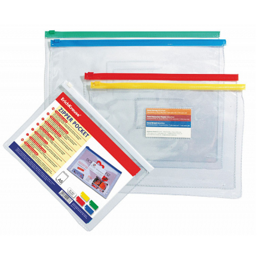 Erich Krause A4 Transparent Plastic Zip Envelope