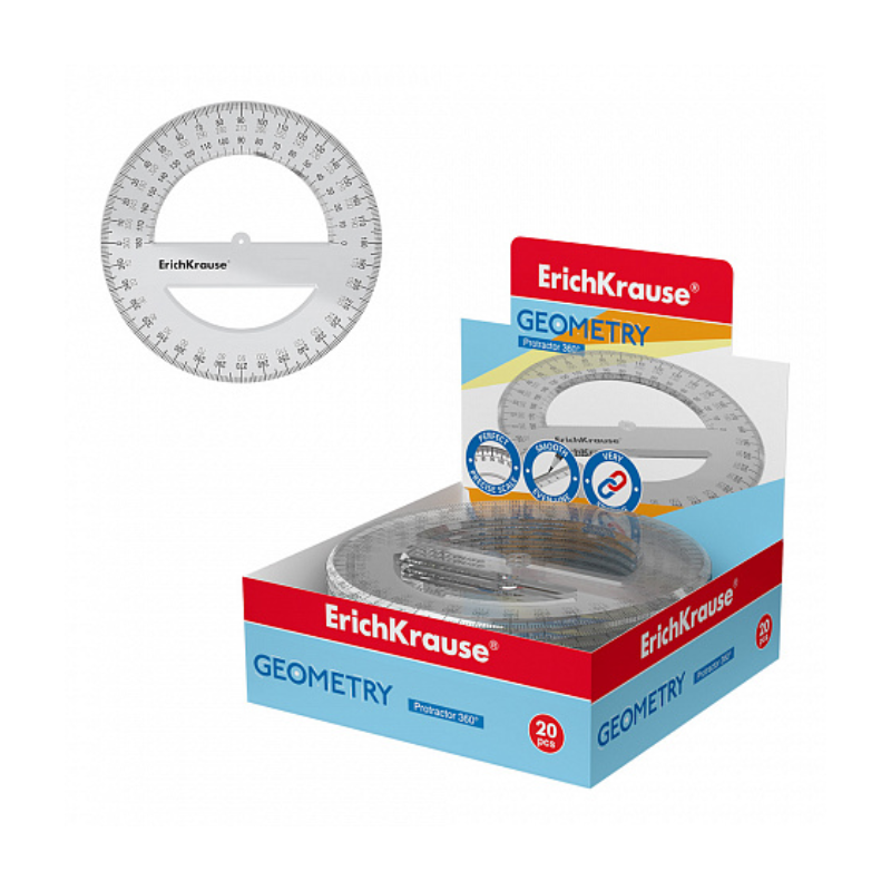 Erich Krause 360° 12cm Plastic Protractor