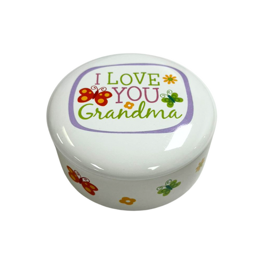 Lighthouse I Love You Grandma Ceramic Keepsake Box - 3"H x 3"W