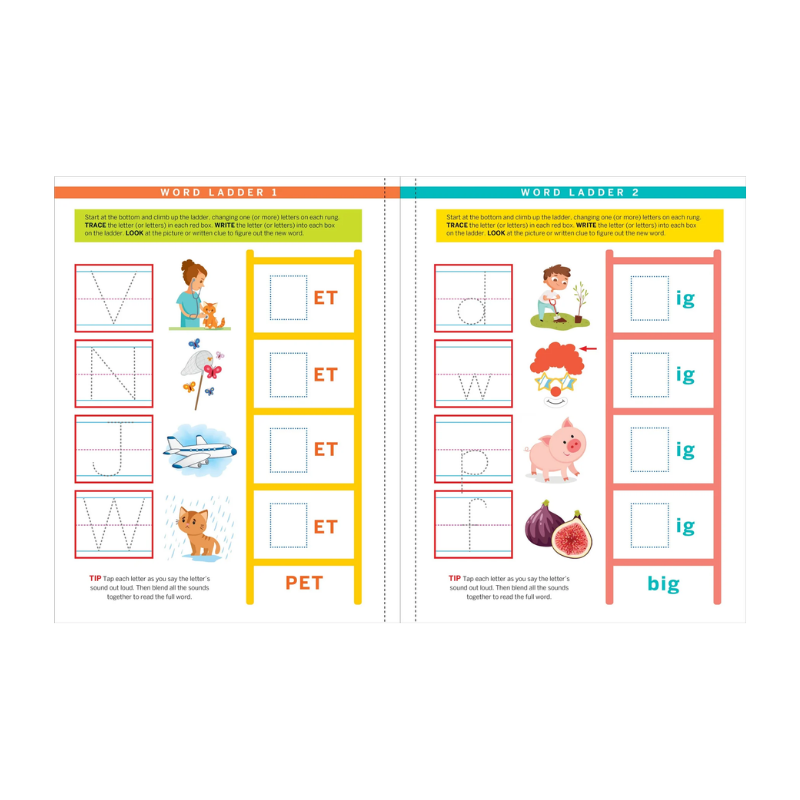 Peter Pauper Step-by-Step Word Ladder Challenge Workbook (Grades K-1)