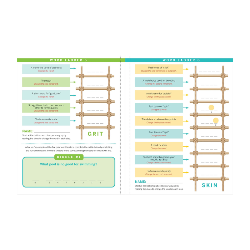 Peter Pauper Step-by-Step Word Ladder Challenge Workbook (Grades 2-3)