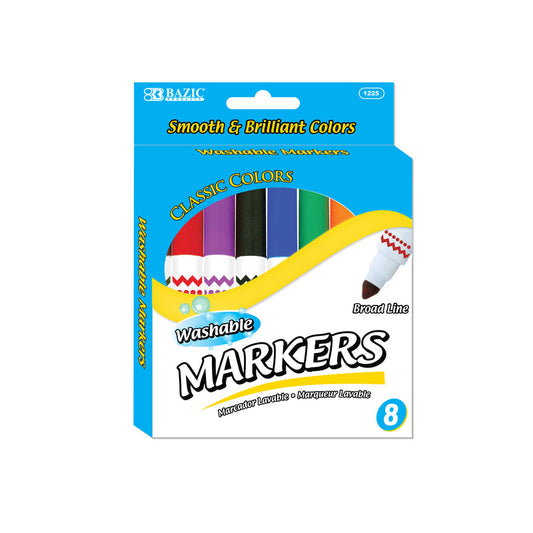 BAZIC Broad Line Jumbo Washable Markers (8/Pack)