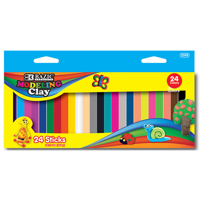 BAZIC 1lb Modeling Clay Sticks (24 Colours/Pack)