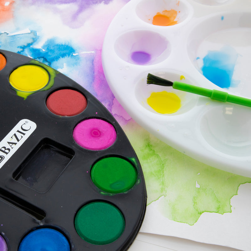 BAZIC 12 Colour Watercolour Paint with Brush