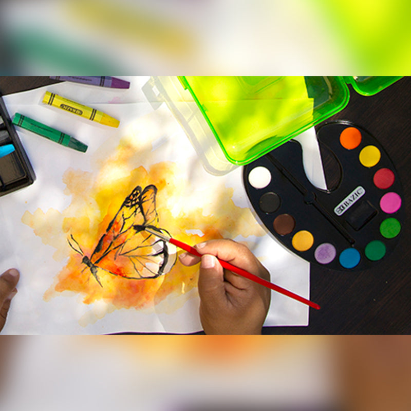 BAZIC 12 Colour Watercolour Paint with Brush