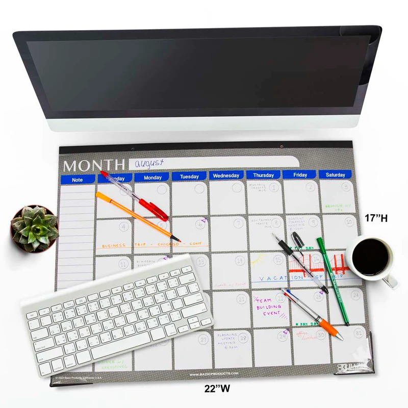 BAZIC 17" X 22" Undated 12-Month Desk Pad Calendar