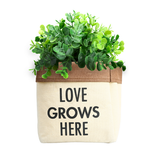 Pavilion 6" Canvas Planter Cover - Love Grows Here