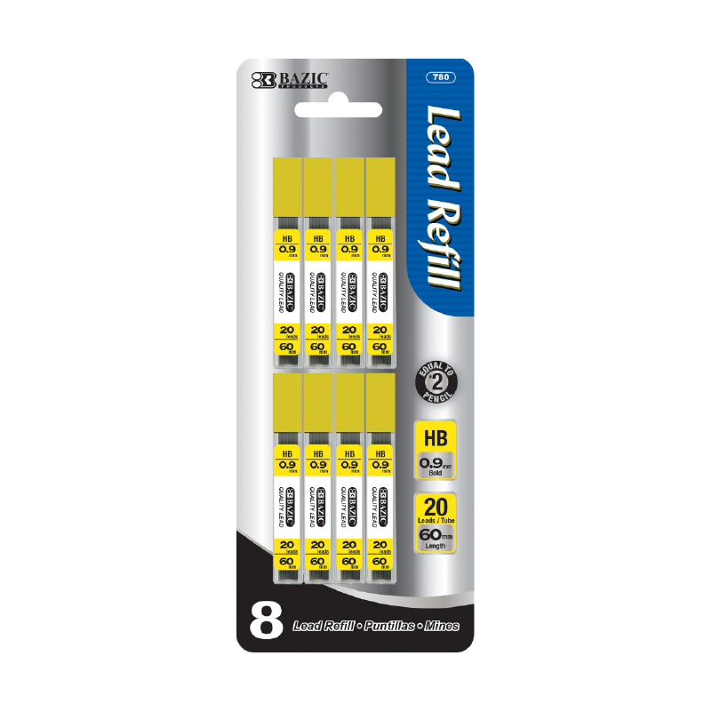 BAZIC 20 Ct. 0.9mm Mechanical Pencil Lead (8/Pack)