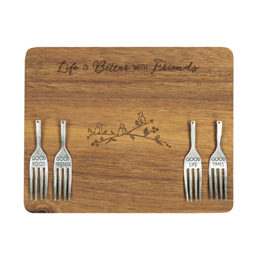 Pavilion Acacia Cheese/Bread Board Set - Friends