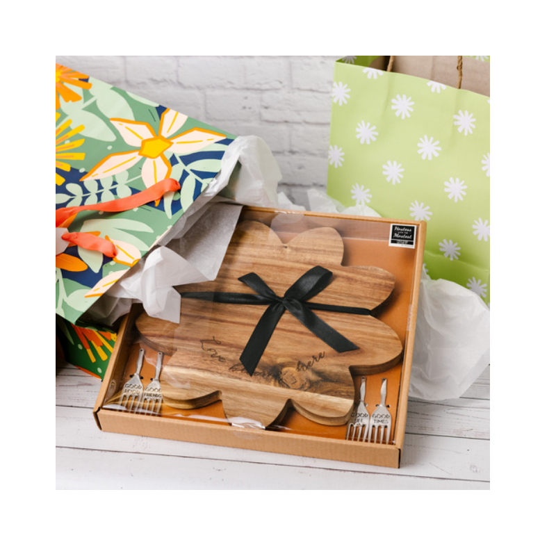 Pavilion Acacia Cheese/Bread Board Set - Floral Love