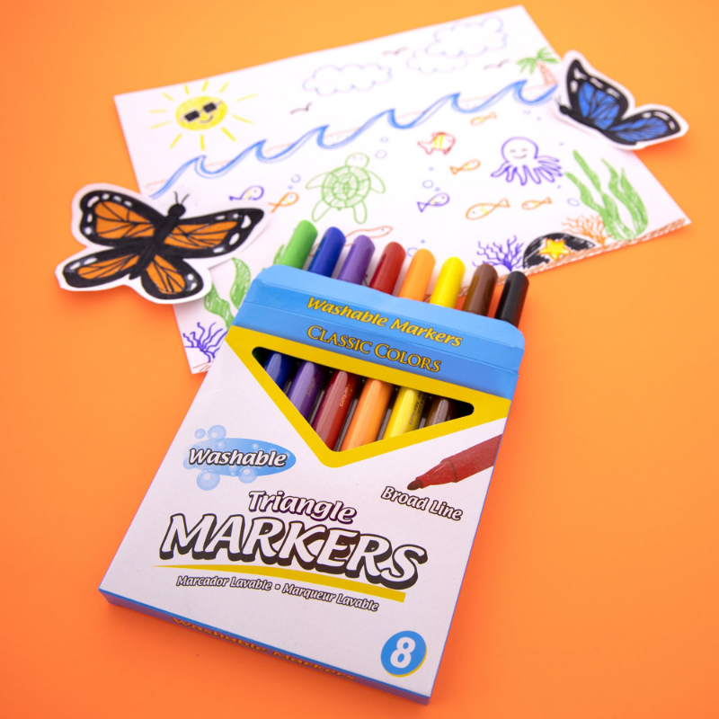BAZIC Jumbo Triangle Washable Markers (8/Pack)
