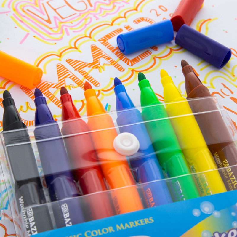 BAZIC Jumbo Triangle Washable Markers (8/Pack)