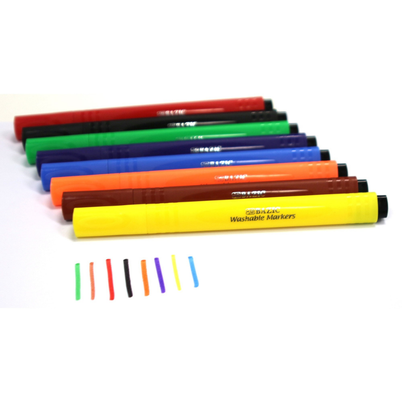 BAZIC Jumbo Triangle Washable Markers (8/Pack)