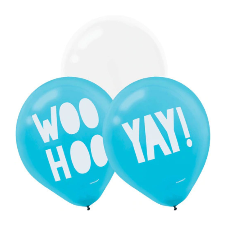 12" Woohoo & Yay Latex Balloons (6/Pack)