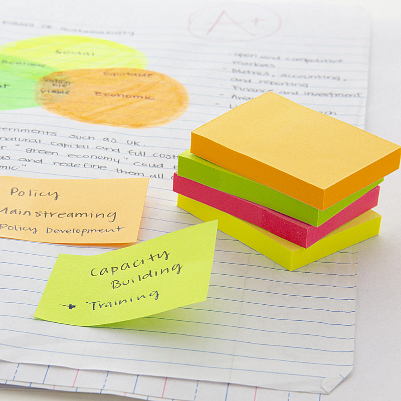 BAZIC 1.5" x 2" Neon Stick On Notes (4/Pack)