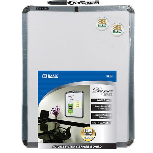 BAZIC 11" X 14" Magnetic Dry Erase Board w/ Marker & 2 Magnets