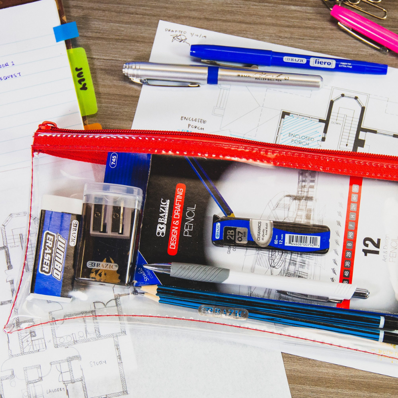 BAZIC 11" x 5" Clear Pencil Pouch