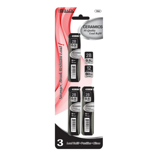 BAZIC 12 Pieces 0.5mm Ceramics High-Quality Mechanical Pencil Leads (3/Pack)