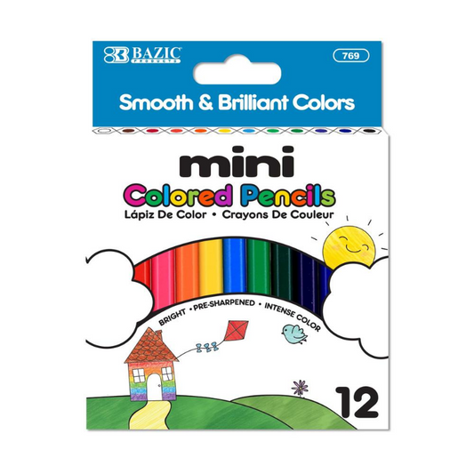 BAZIC Mini Coloured Pencil (12/Pack)