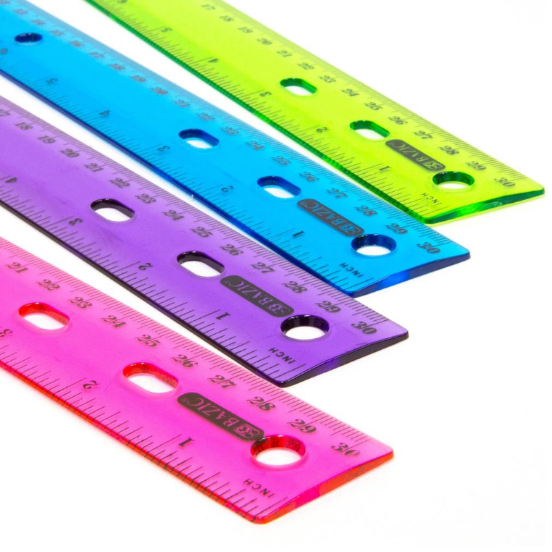 BAZIC 12" (30cm) Jeweltones Color Ruler