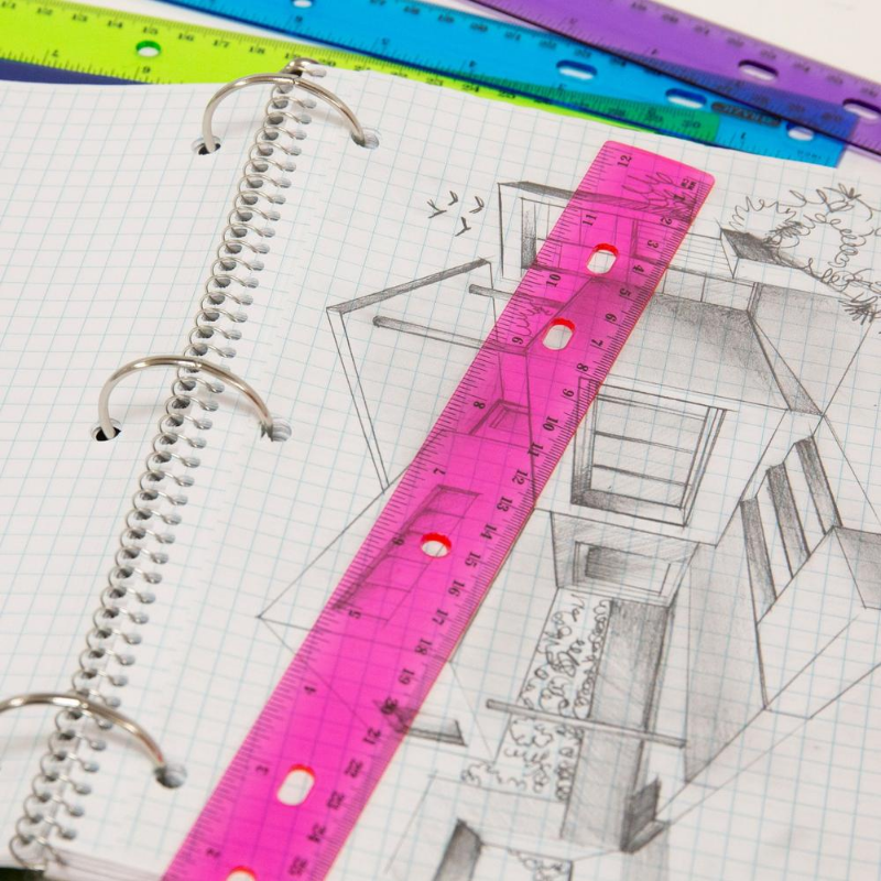 BAZIC 12" (30cm) Jeweltones Color Ruler (4/Pack)