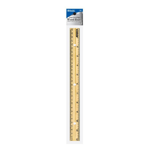 BAZIC 12" (30cm) Wooden Ruler