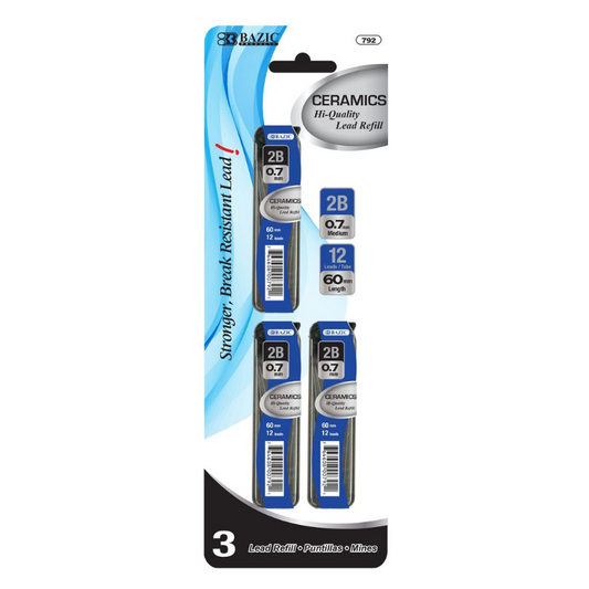 BAZIC 12 Pieces 0.7mm Ceramics High-Quality Mechanical Pencil Leads (3/Pack)