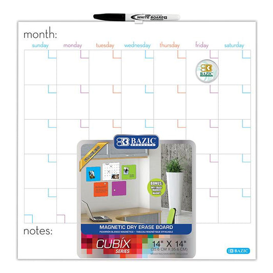 BAZIC 14" x 14" Magnetic Dry Erase Calendar Tile