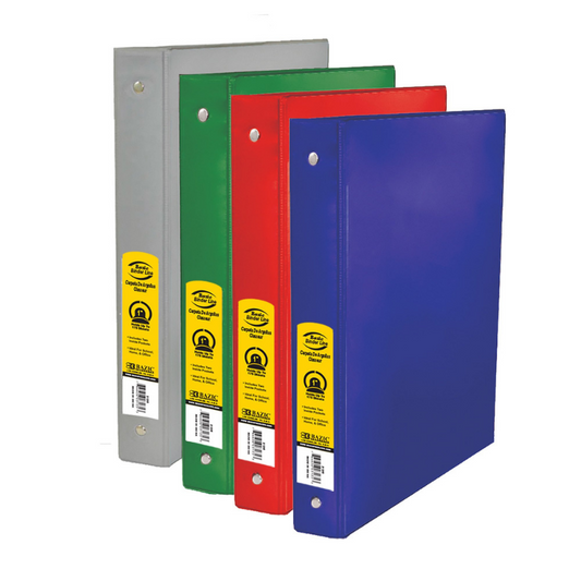 BAZIC 1" Asst. Color 3- Ring Binder w/ 2-Pockets
