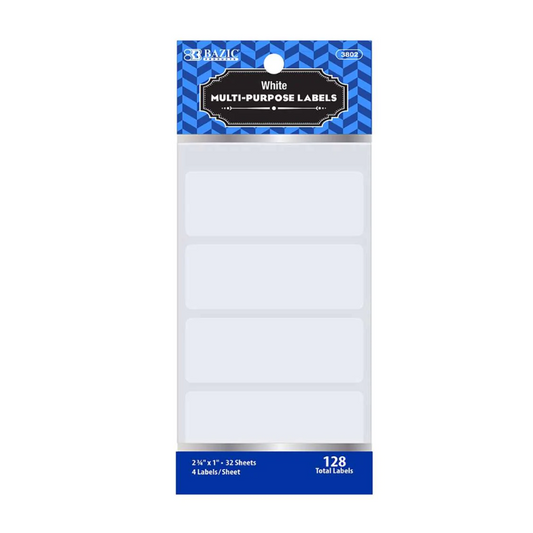 BAZIC 2 3/4" X 1" White Multipurpose Label (128/Pack)