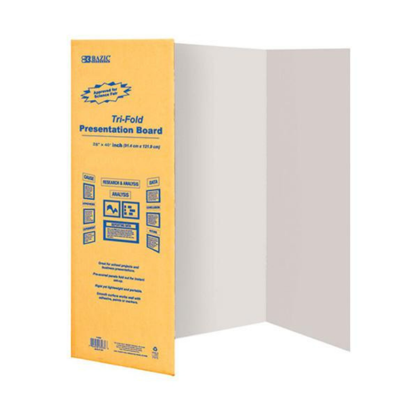BAZIC 28" X 40" White Tri-Fold Corrugated Presentation Board
