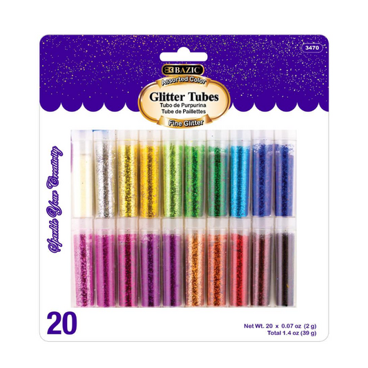 BAZIC 2g Glitter Tubes (20/Pack)