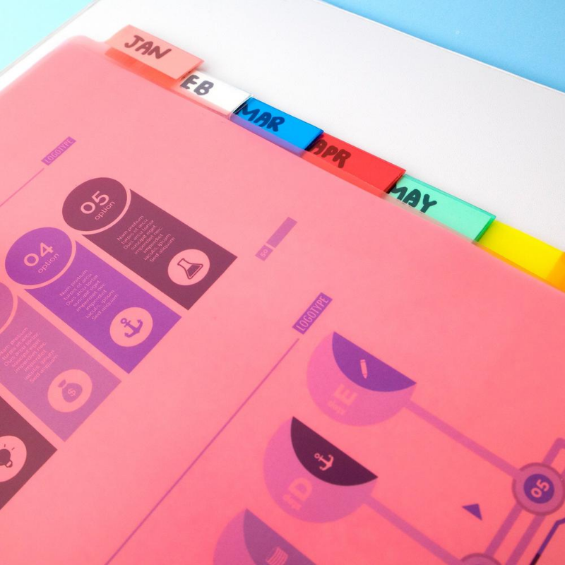 BAZIC 3-Ring Binder Dividers w/ 8-Insertable Colour Tabs