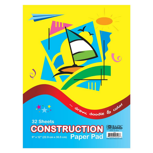 BAZIC 9" X 12" Construction Paper Pad (32 Sheets)